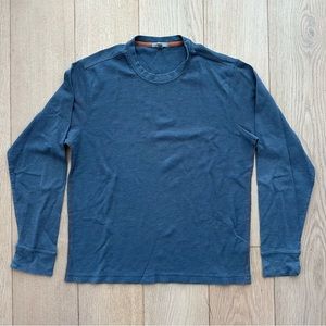 Horny Toad Men’s Blue Waffle Long Sleeve Moisture-Wicking Organic Cotton Crew